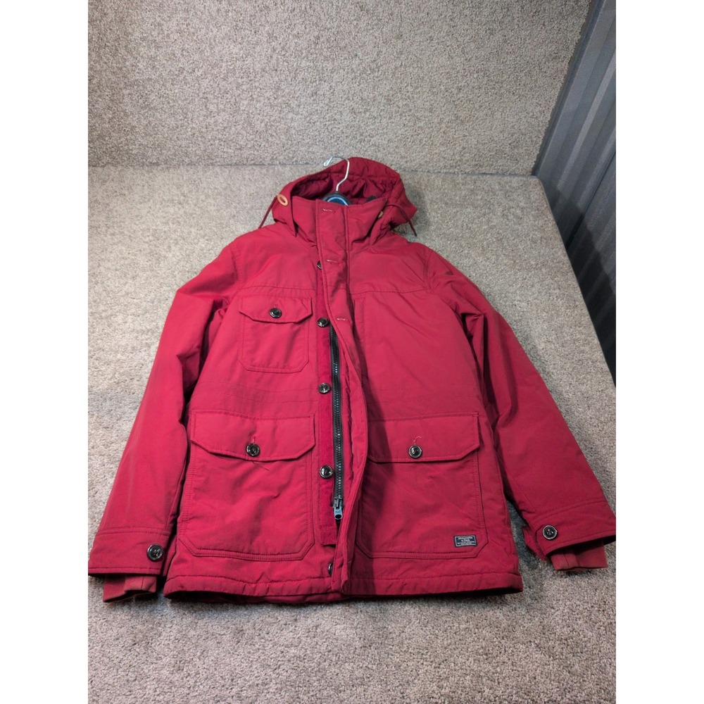 Abercrombie & Fitch Men Medium Red Sherpa Lined Parka Jacket Windproof Water Res